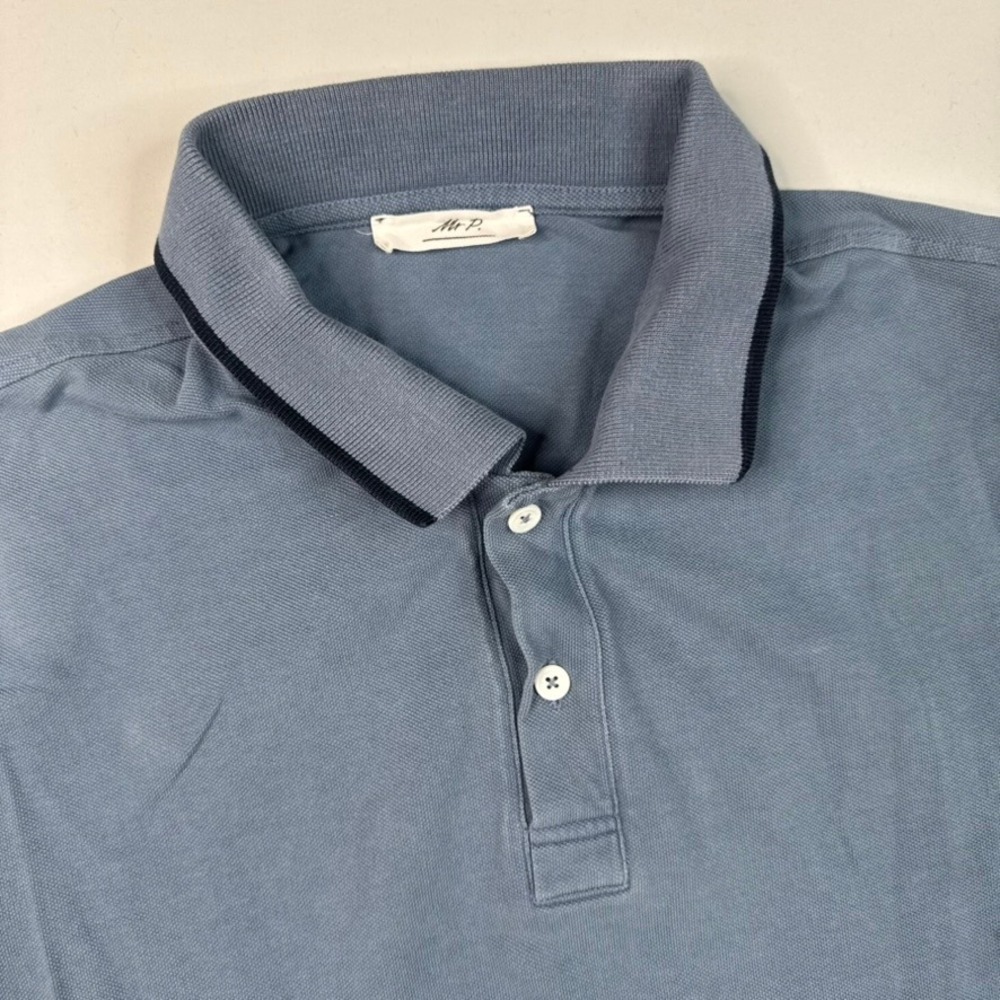 Mr. P Porter Polo Shirt Mens Medium Blue Tipped Collar Short Sleeve‎ Portugal